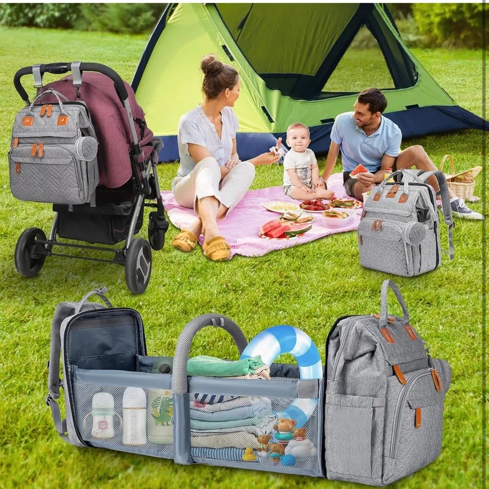 Baby‎ Diaper Bag Backpack - 7-in 1-Gray